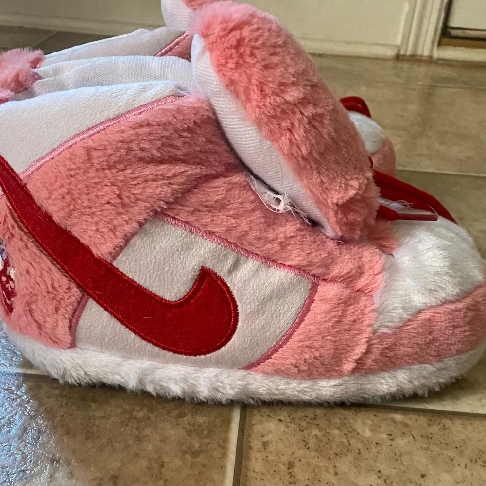 NIKE Pink and Red Plush Slippers